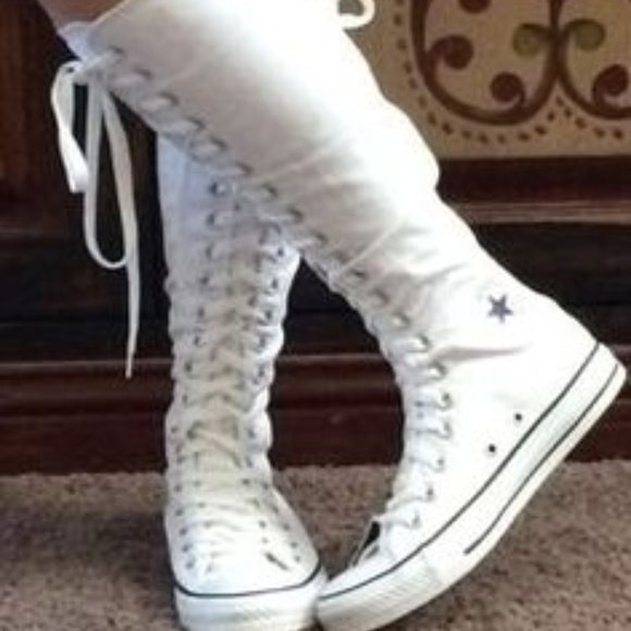 knee high white converse